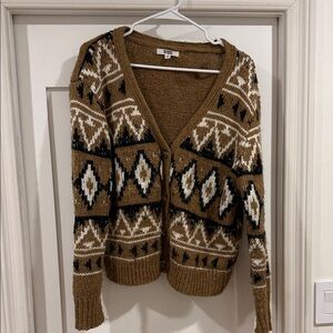 BB Dakota by Steve Madden Tan and Black Patterned Cardigan